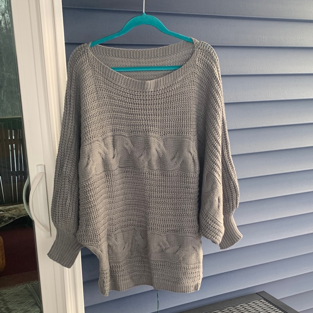 SHEIN Light Gray Cable Knit Sweater